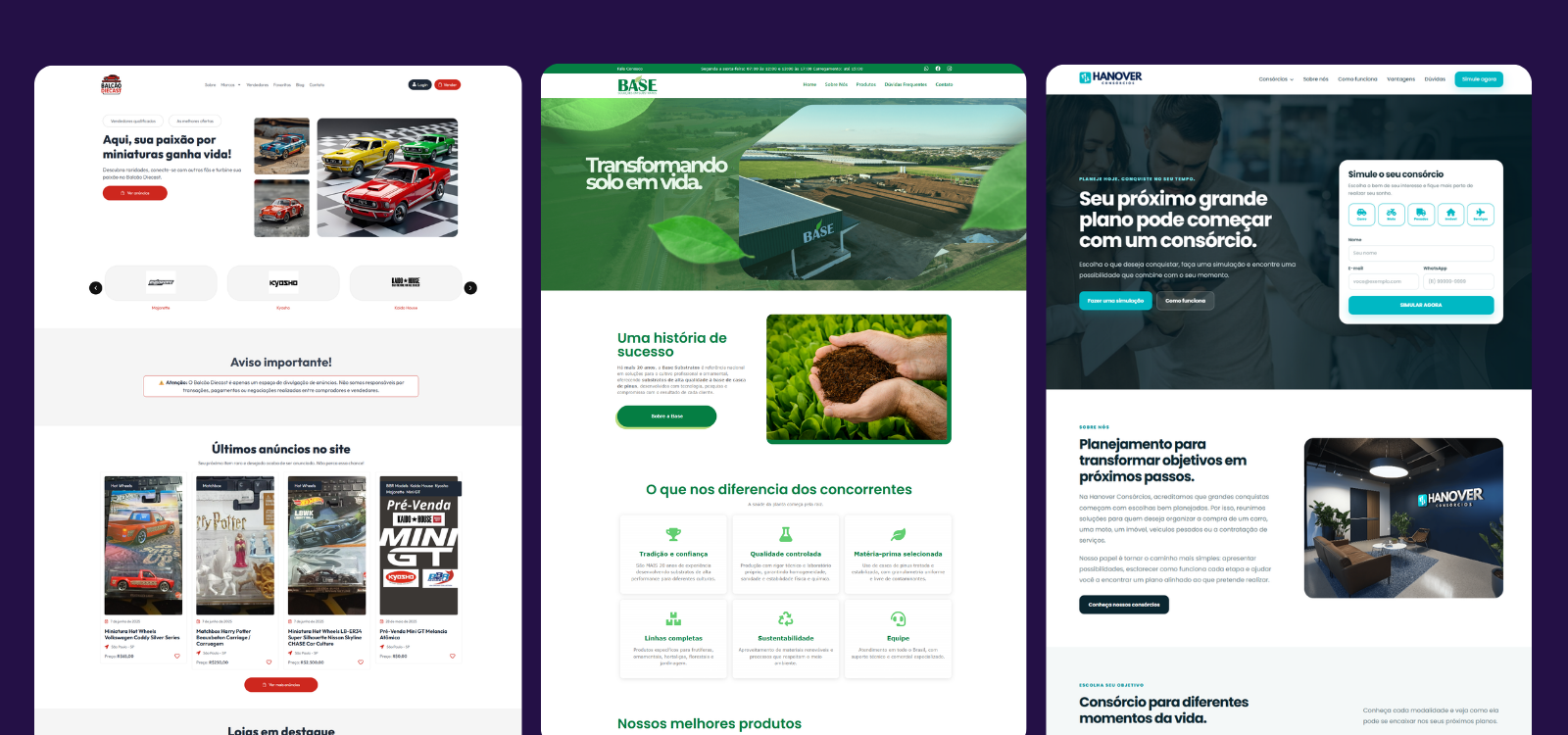Exemplos de sites empresariais
